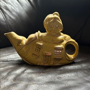 Whimsical Yellow Ceramic Teapot Figurine - Home Accent